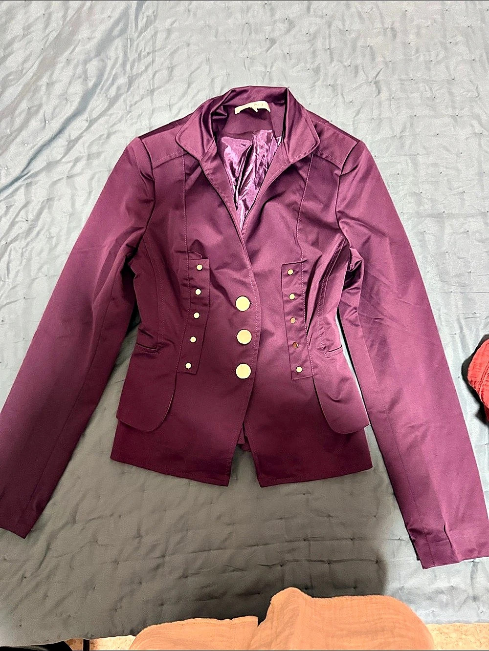 Lucy Paris Lace-Up Back Blazer in Purple Size Medium